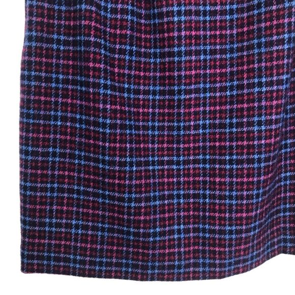 Talbots Petites Blue Pink Plaid Wool Blend Scalloped Edge Button Mini Skirt NEW - Picture 5 of 16